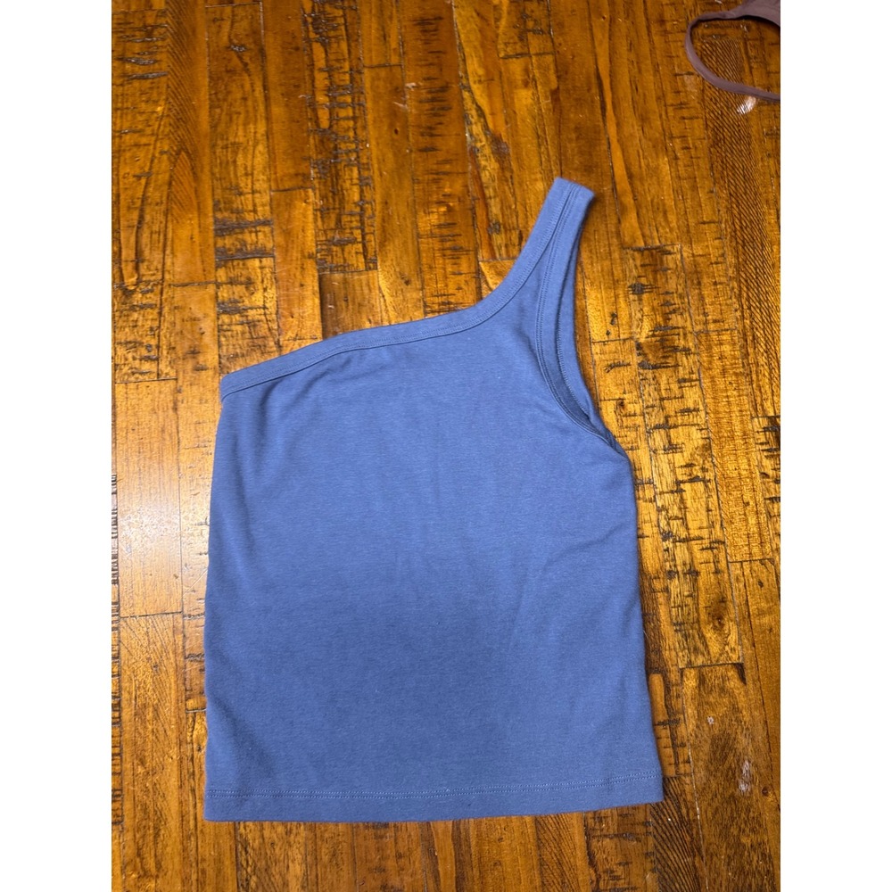 Aerie One Shoulder Tank Top Blue XS Asymmetrical Sleeveless Ribbed Knit Camisole